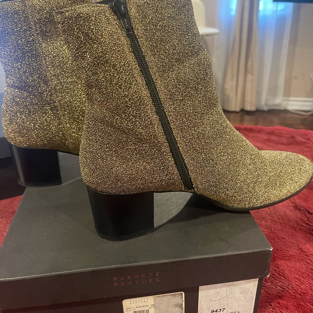 Barneys New York Gold Ankle Boots